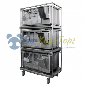 ТД ВЕТ Модуль клеток для лабораторных кроликов 950х500х1700(1860)h с колесами