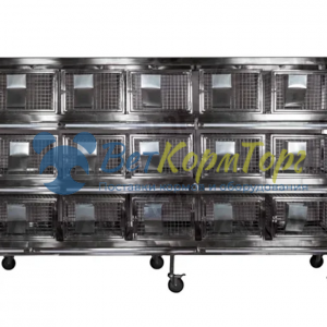 ТД ВЕТ Стеллаж с 15 клетками для лабораторных кроликов 2320х600х1720h(1880)на колесах CL-1231.5