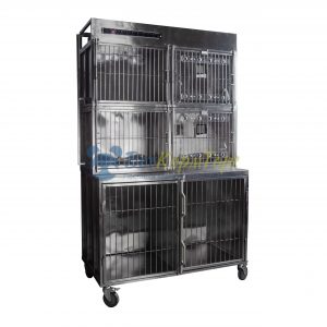 Модуль для ветеринарного стационара 80422 из нержавеющей стали 6 клеток на колёсах