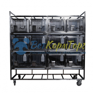 CL-1271.4 стеллаж 1860х500х1850h c колесами с 12 клетками для кроликов c системой поения