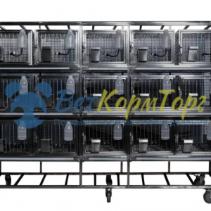 CL-1271.5 стеллаж 2260х500х1850h c колесами с 15 клетками для кроликов c системой поения