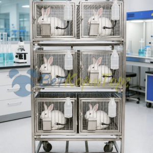 CL-1271.2 стеллаж 1060х500х1850h c колесами с 6 клетками для кроликов c системой поения