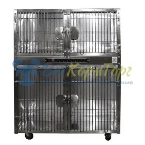 80001 Модуль клеток из нерж. стали, 2х ярусный из 4 клеток 1200х520х1456(1600)h с колесам