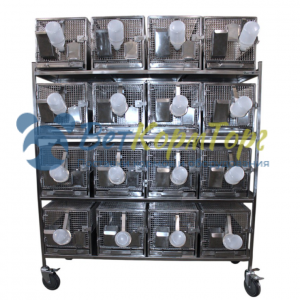 TD1390CL ТД ВЕТ Стеллаж с 16 клетками для лабораторных морских свинок 1320х460х1500h