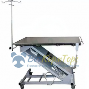 Стол ветеринарный хирургический Vetbot-112 со штативом, 1300(1470)х600х(270-1030h),с колесами (каркас MUAR, пульт