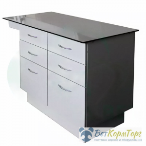 ТД ВЕТ Стол смотровой 22.01 с ящиками, столешница HPL, 1200х580х860h