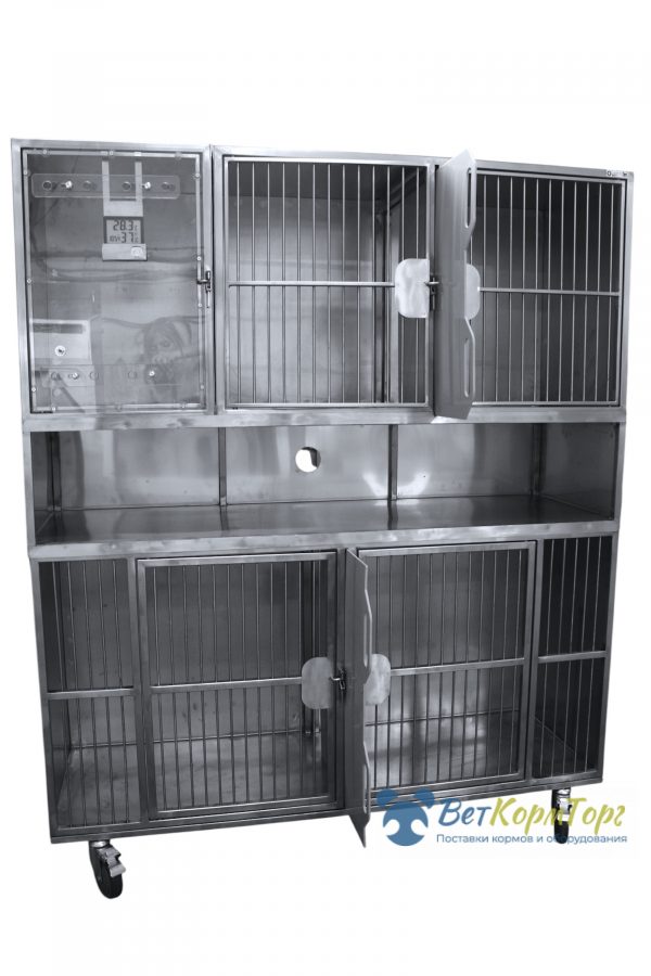 ТД ВЕТ(и) Модуль из 5 клеток нерж.стали с камерой оксиг. 1550х520х1690(1850)h с колесами TD80822N — изображение 2