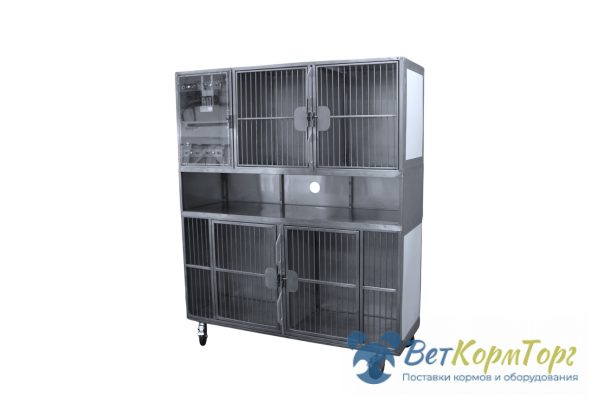 ТД ВЕТ(и) Модуль из 5 клеток нерж.стали с камерой оксиг. 1550х520х1690(1850)h с колесами TD80822N