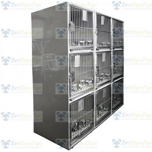№80740 Модуль из 9 клеток полипропилена с поддонами 1800х700х1950(2110)h с колесами